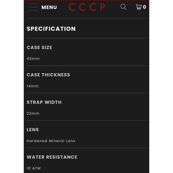 CCCP Kamatcha Black Steel Watch NIB Mens - Picture 4 of 4